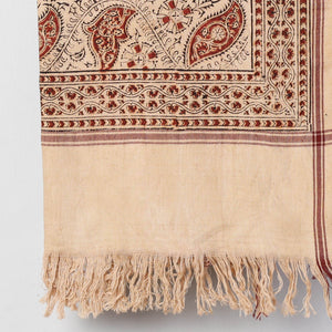 Beige - Pedana Kalamkari Block Printed Handloom Cotton Towel