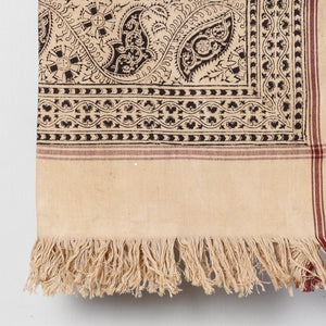 Beige - Pedana Kalamkari Block Printed Handloom Cotton Towel