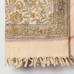 Beige - Pedana Kalamkari Block Printed Handloom Cotton Towel