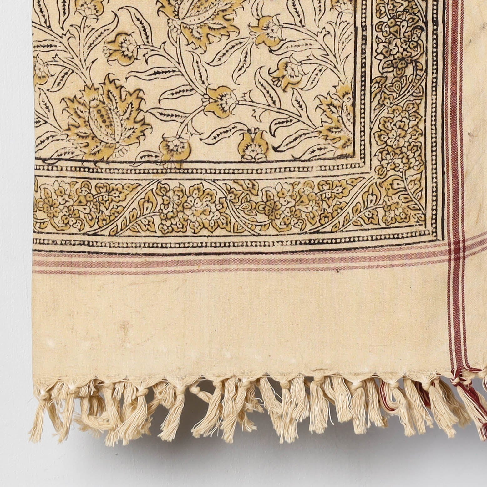 Beige - Pedana Kalamkari Block Printed Handloom Cotton Towel