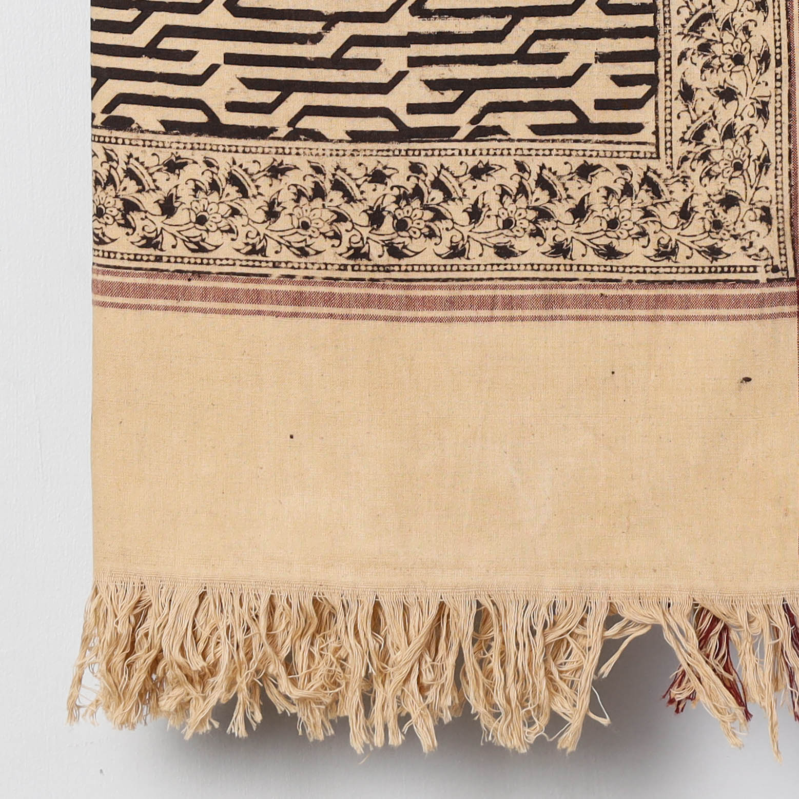 Black - Pedana Kalamkari Block Printed Handloom Cotton Towel