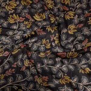 Black - Srikalahasti Kalamkari Handloom Chanderi Silk Blouse Piece