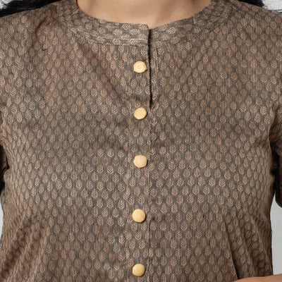 Brown - Jacquard Cotton Straight Kurta 24