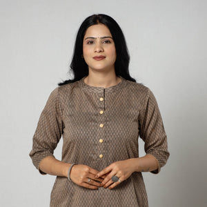 Brown - Jacquard Cotton Straight Kurta 24