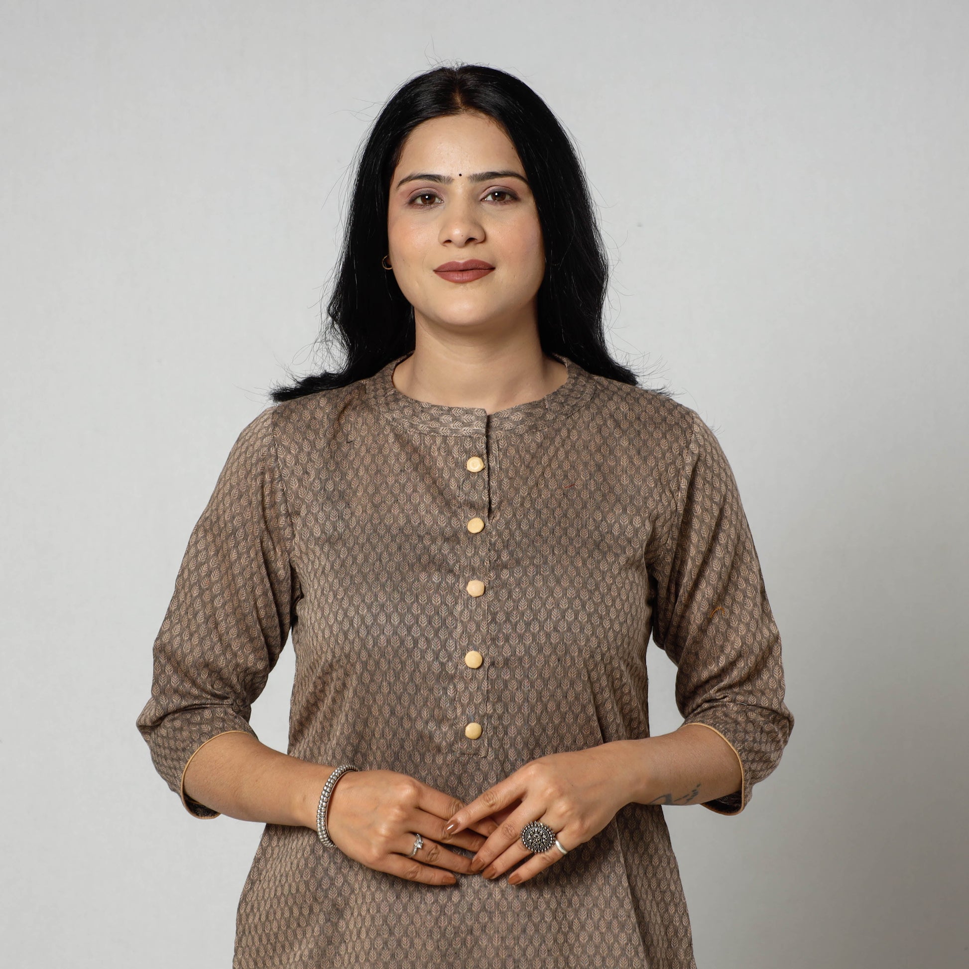 Brown - Jacquard Cotton Straight Kurta 24