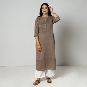 Brown - Jacquard Cotton Straight Kurta 24