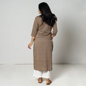Brown - Jacquard Cotton Straight Kurta 24