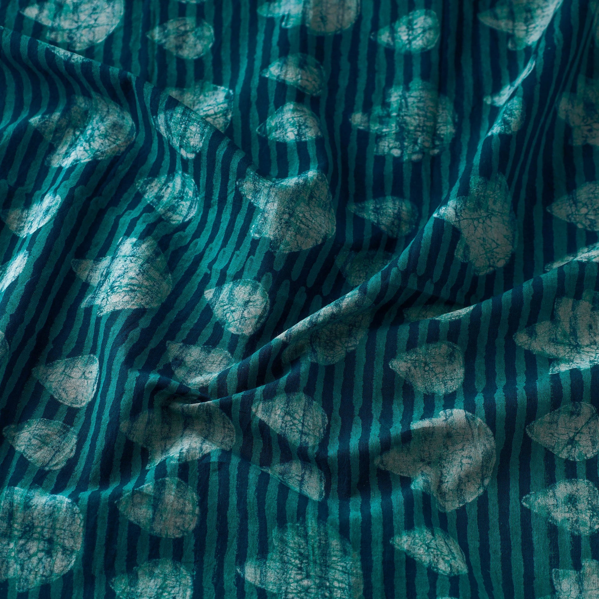 Blue - Akola Hand Block Printed Cotton Fabric