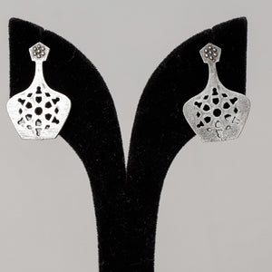Antique Silver Finish Oxidised Brass Base Stud Earrings