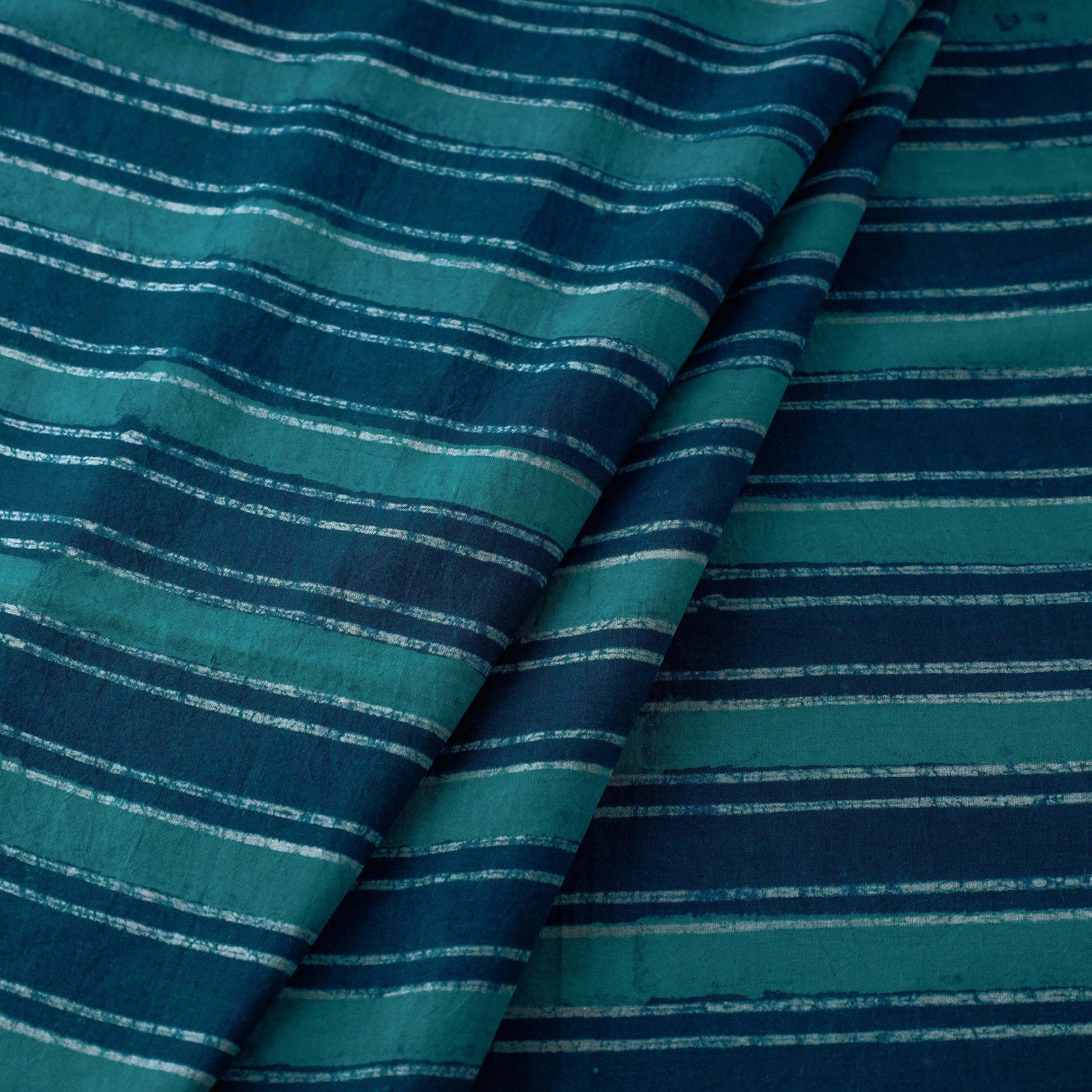 Blue - Akola Hand Block Printed Cotton Fabric