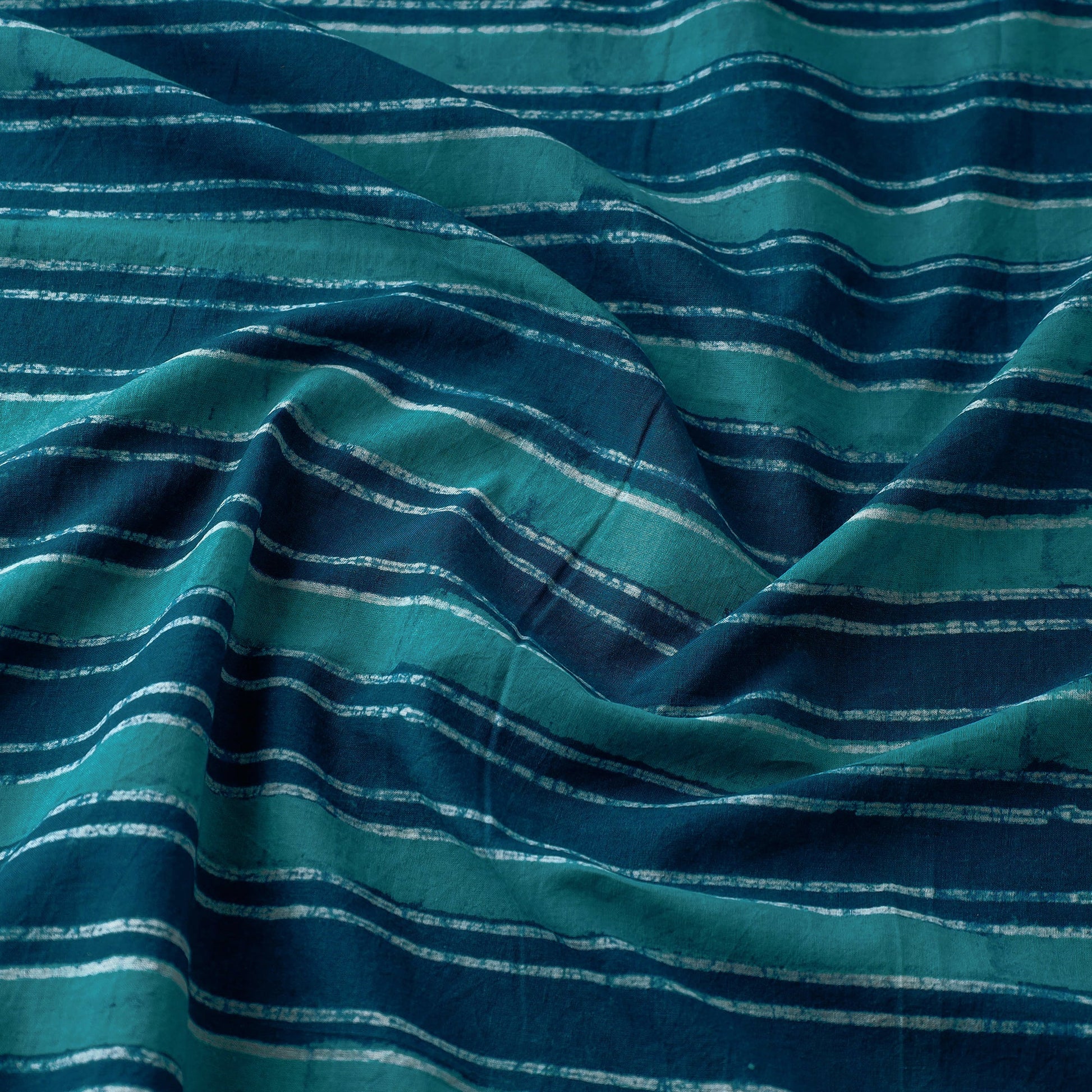 Blue - Akola Hand Block Printed Cotton Fabric