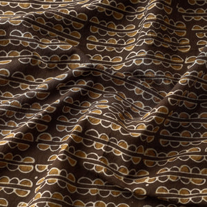 Brown - Hand Block Printed Cotton Akola Fabric