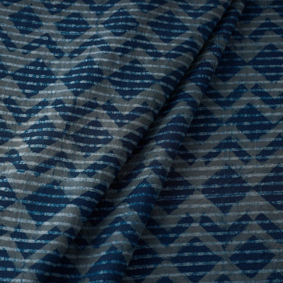 Blue - Hand Block Printed Cotton Akola Fabric