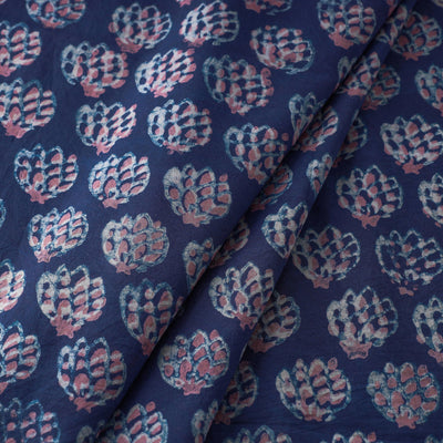Blue - Akola Hand Block Printed Cotton Fabric