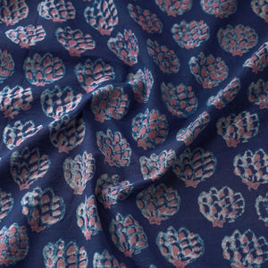 Blue - Akola Hand Block Printed Cotton Fabric