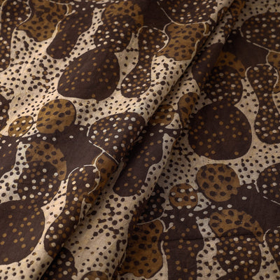Brown - Hand Block Printed Cotton Akola Fabric