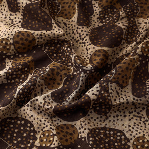 Brown - Hand Block Printed Cotton Akola Fabric