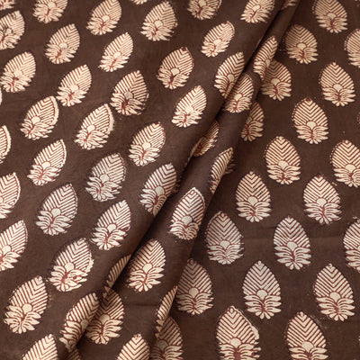 Brown - Akola Floret Butta Hand Block Printed Cotton Fabric