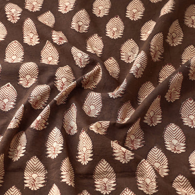 Brown - Akola Floret Butta Hand Block Printed Cotton Fabric