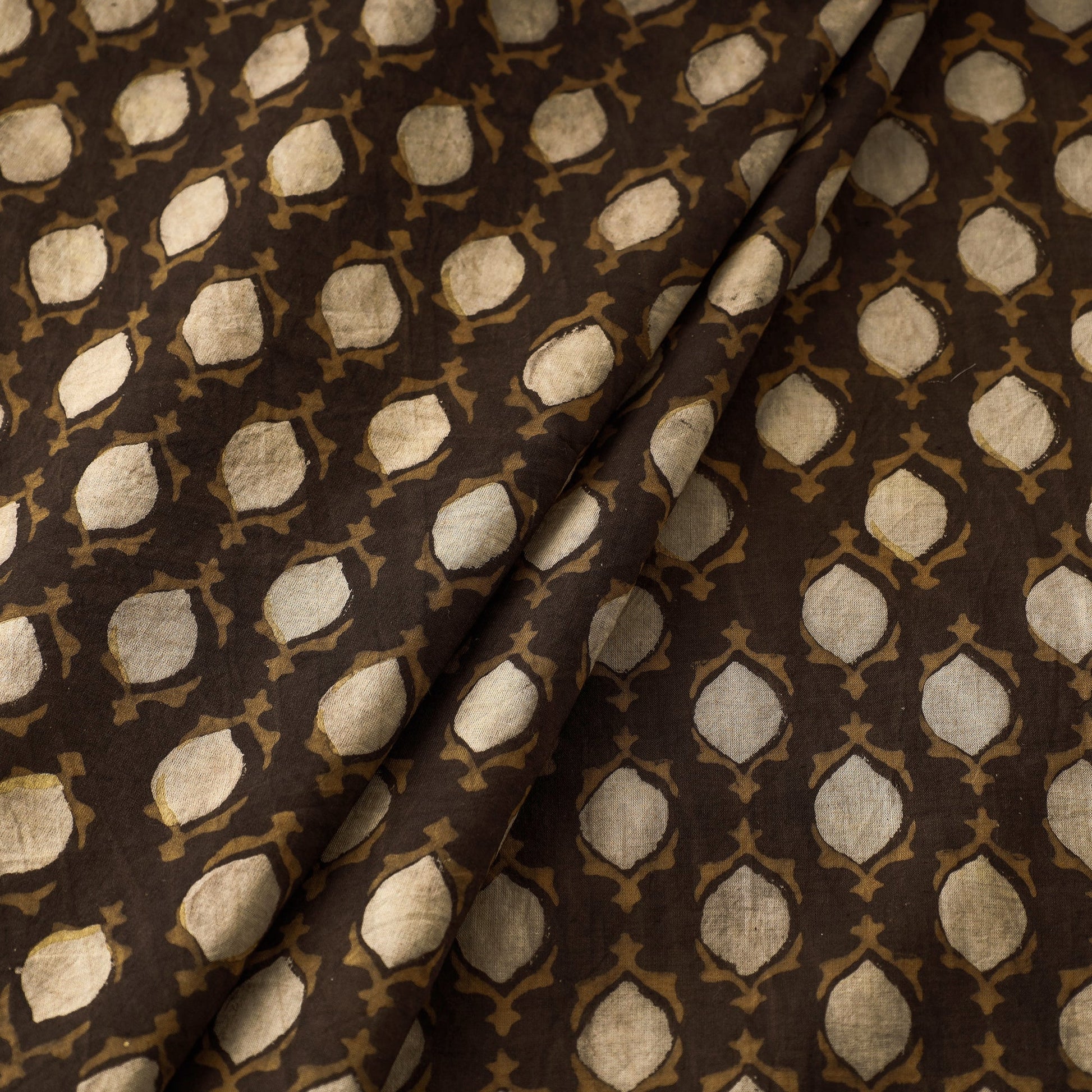 Brown - Akola Hand Block Printed Cotton Fabric
