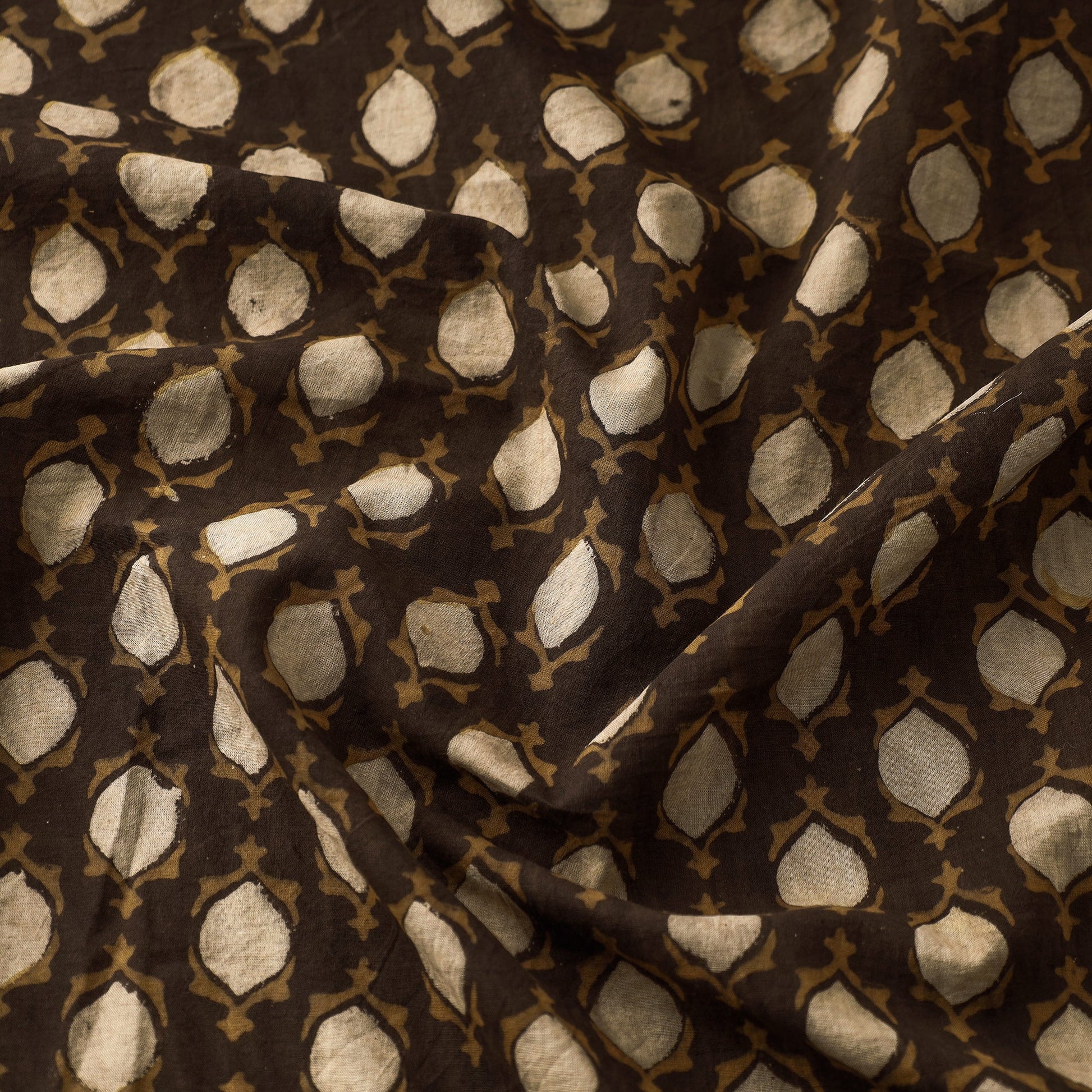 Brown - Akola Hand Block Printed Cotton Fabric