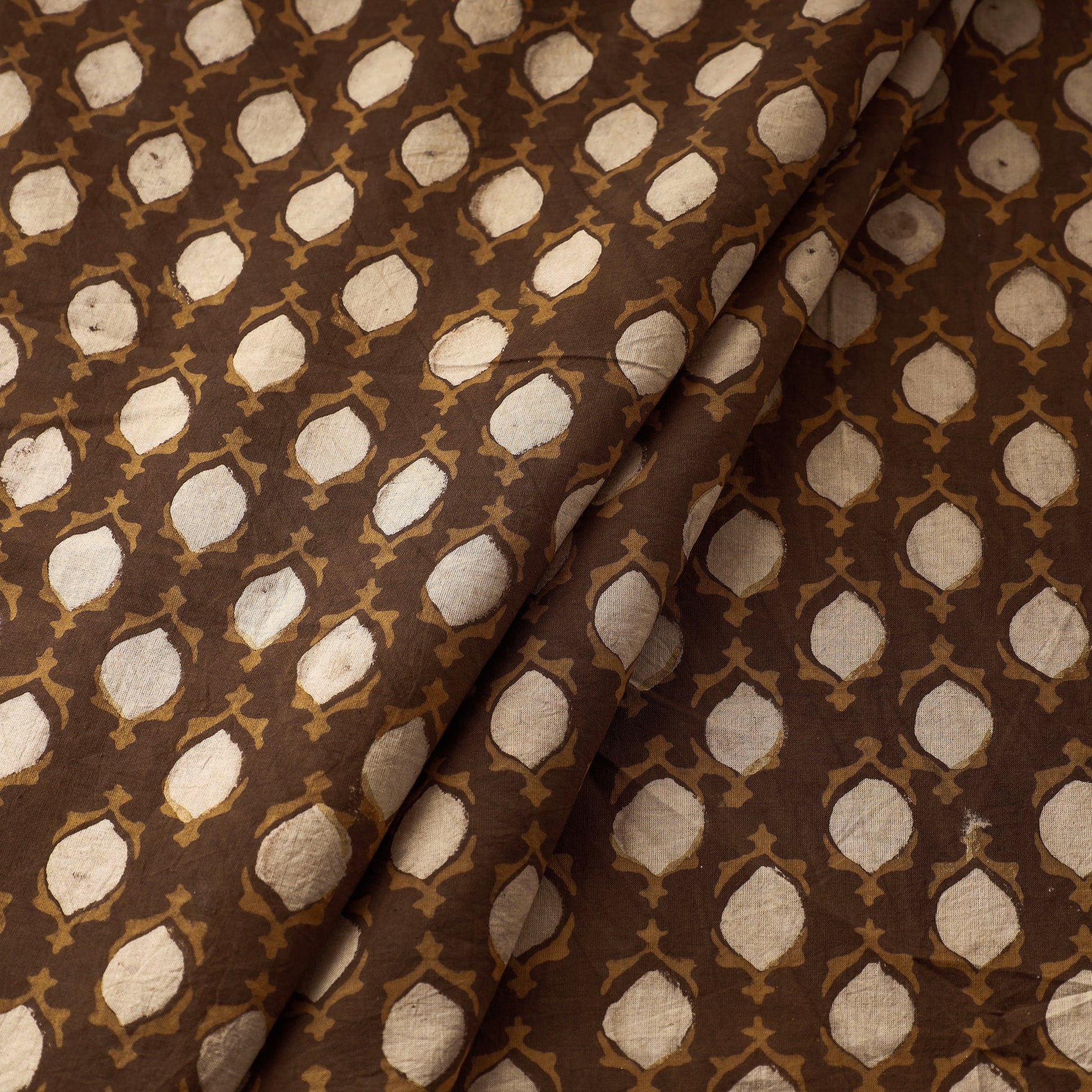 Brown - Akola Hand Block Printed Cotton Fabric