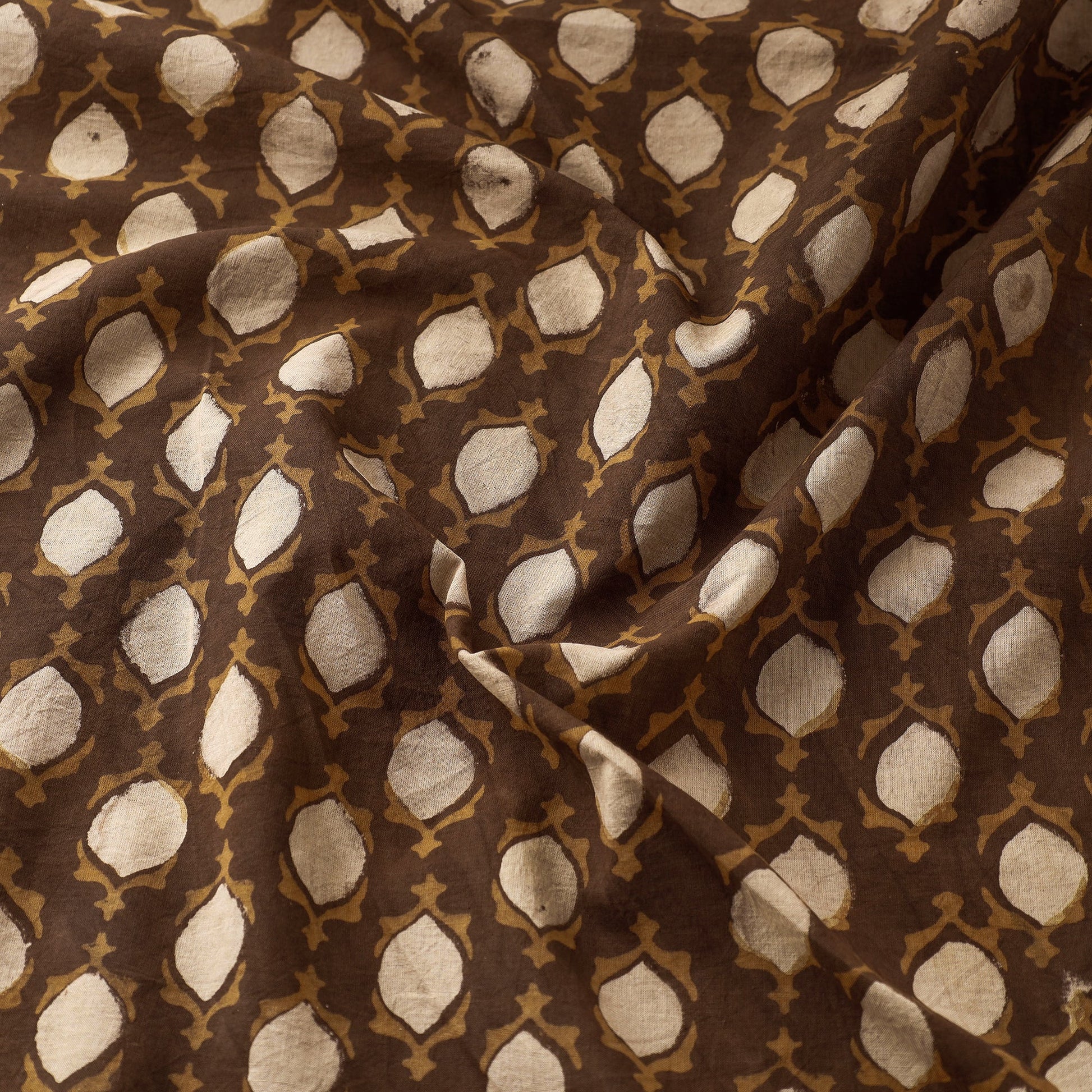 Brown - Akola Hand Block Printed Cotton Fabric