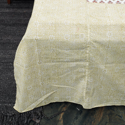 Beige - Block Print Patchwork Cotton Sanganeri Bed Sheet