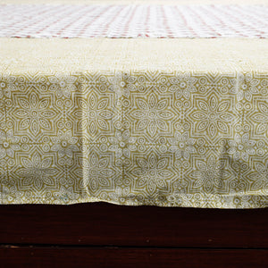 Beige - Block Print Patchwork Cotton Sanganeri Bed Sheet