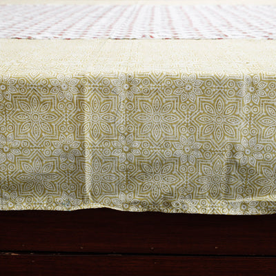 Beige - Block Print Patchwork Cotton Sanganeri Bed Sheet