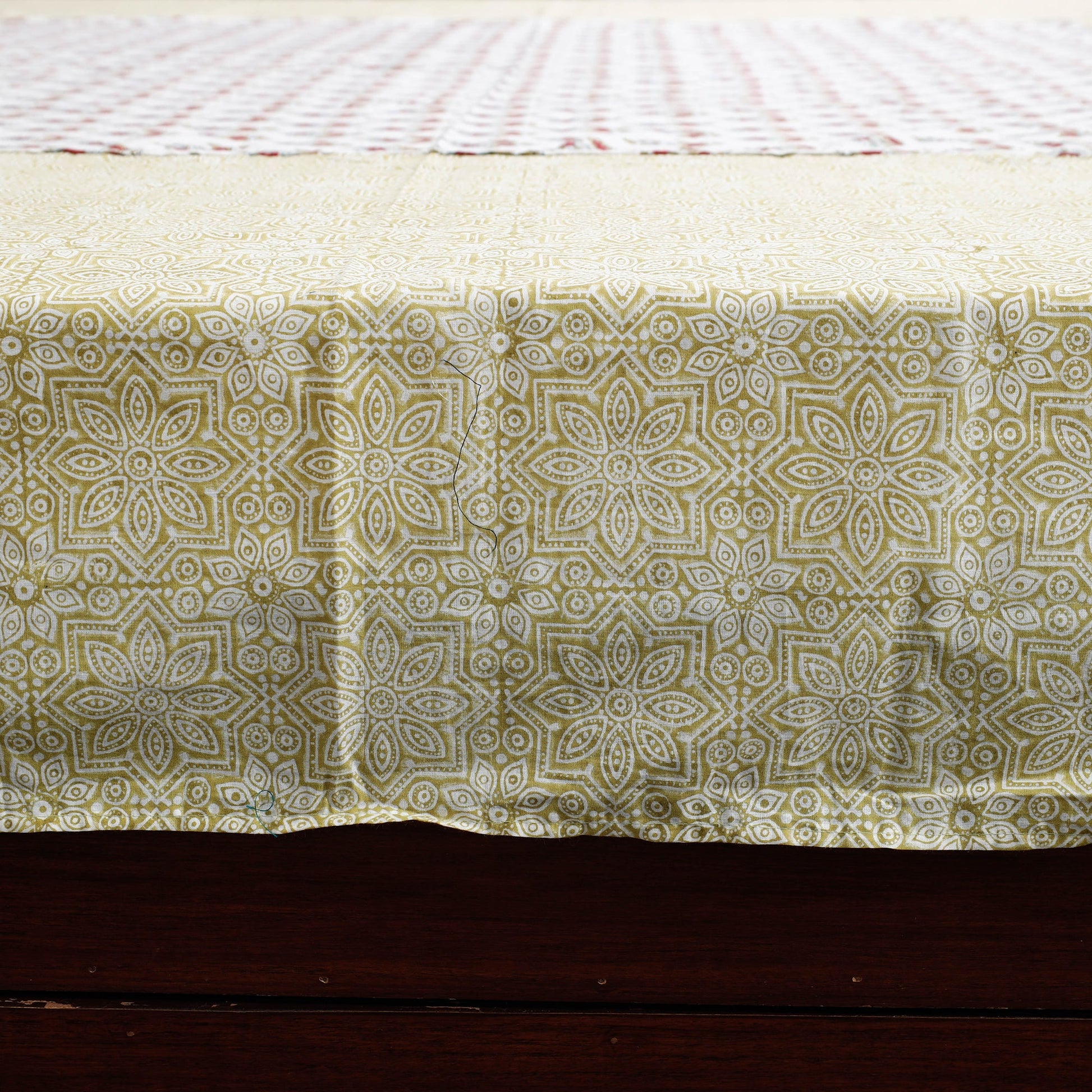 Beige - Block Print Patchwork Cotton Sanganeri Bed Sheet