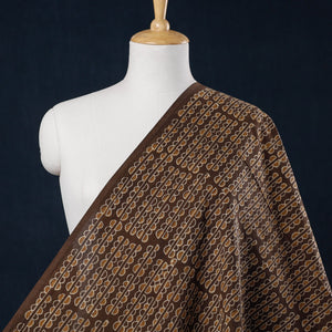 Brown - Hand Block Printed Cotton Akola Fabric