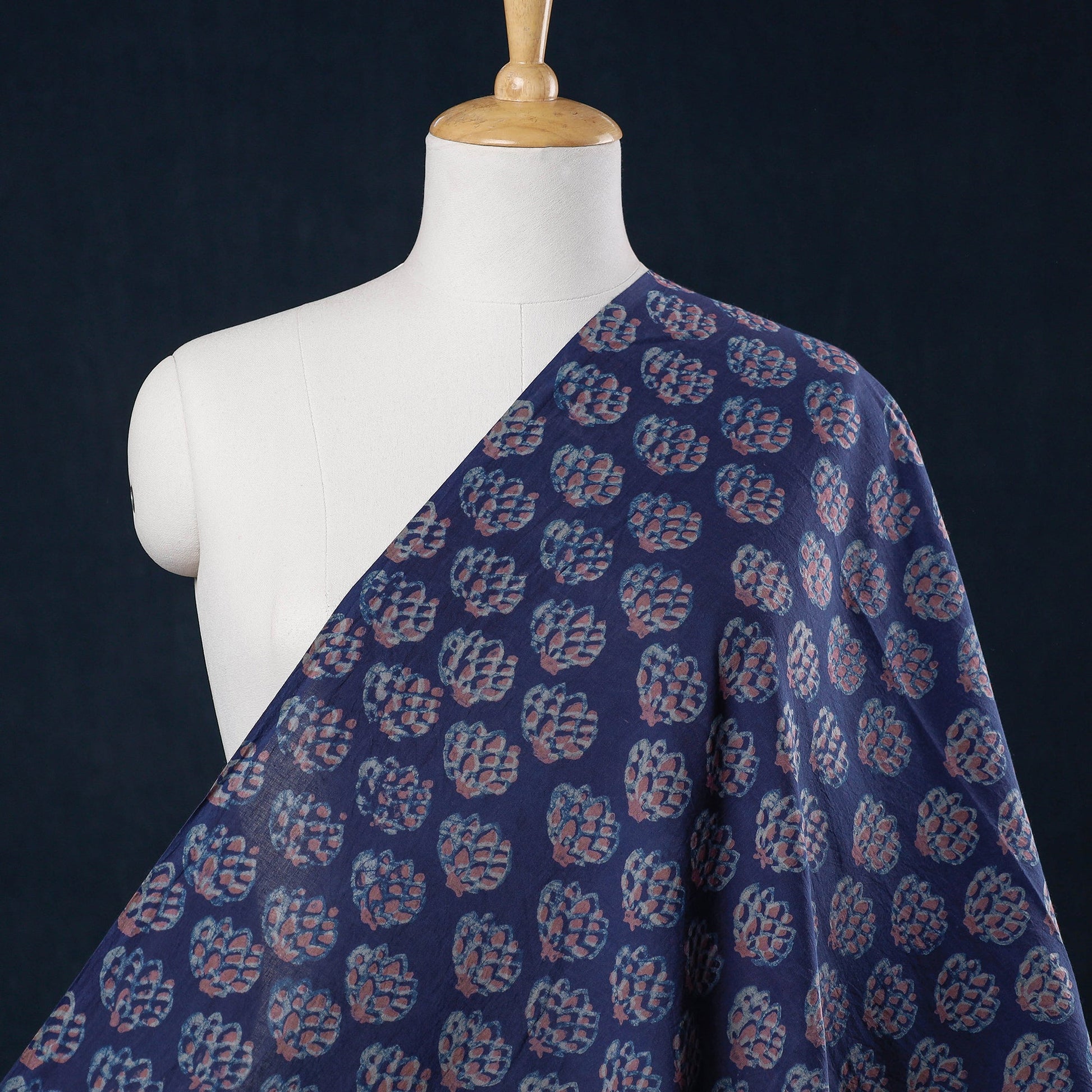 Blue - Akola Hand Block Printed Cotton Fabric