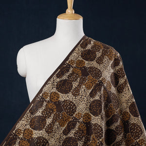 Brown - Hand Block Printed Cotton Akola Fabric