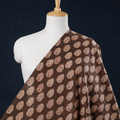 Brown - Akola Floret Butta Hand Block Printed Cotton Fabric