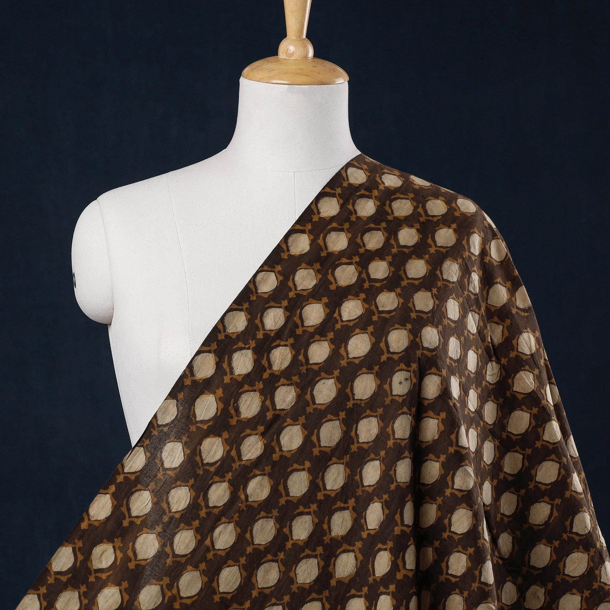 Brown - Akola Hand Block Printed Cotton Fabric