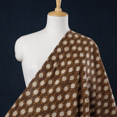 Brown - Akola Hand Block Printed Cotton Fabric