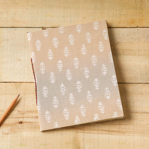 Brown - Sanganeri Fabric Cover Handmade Paper Notebook (9 x 7 in)