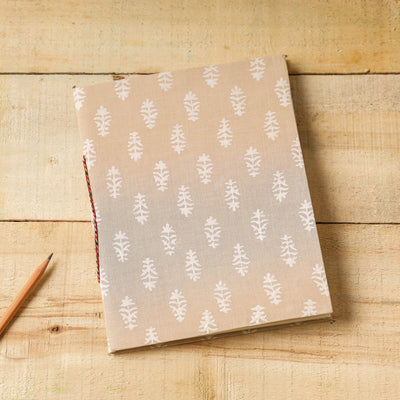 Brown - Sanganeri Fabric Cover Handmade Paper Notebook (9 x 7 in)