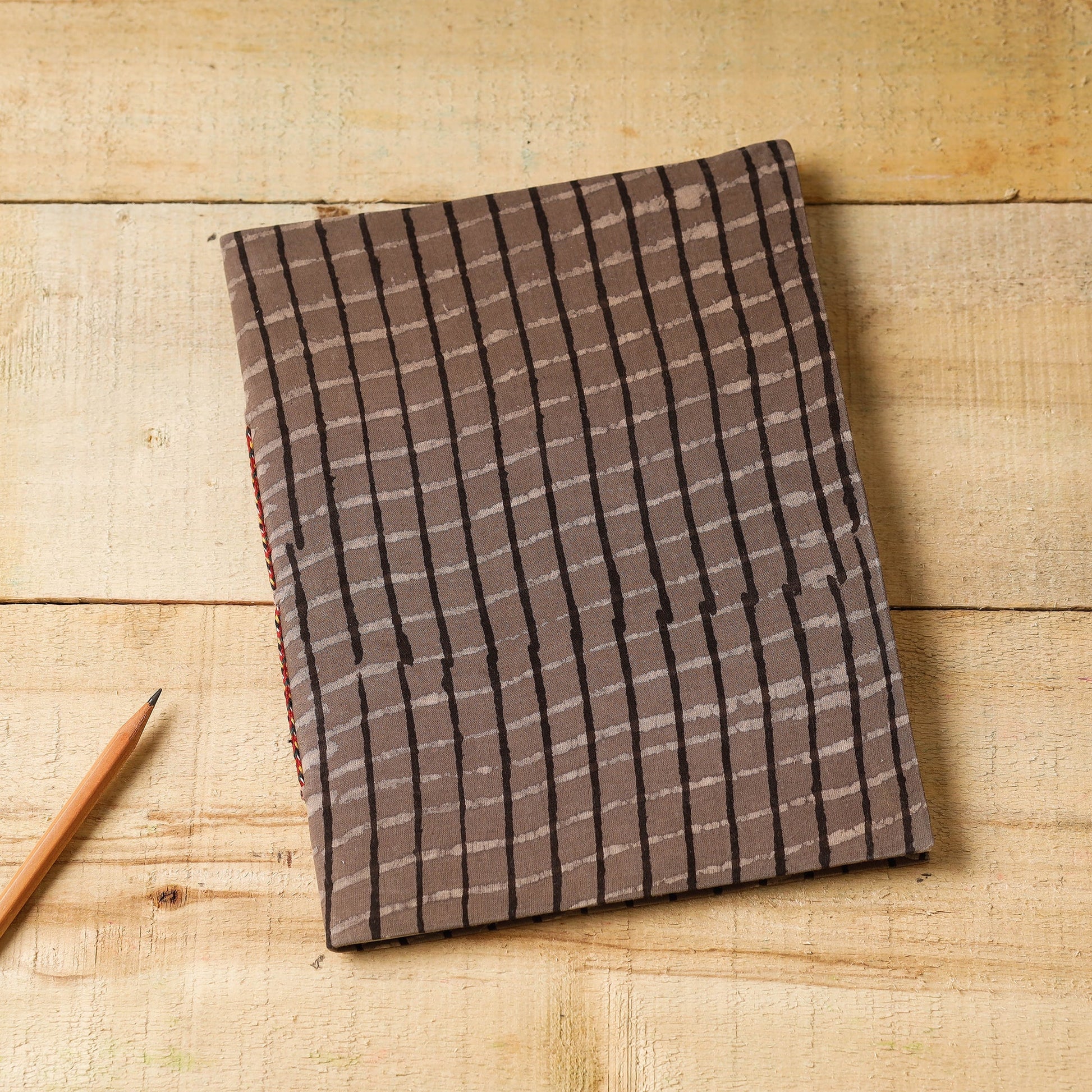 Brown - Bindaas Fabric Cover Handmade Paper Notebook (9 x 7 in)