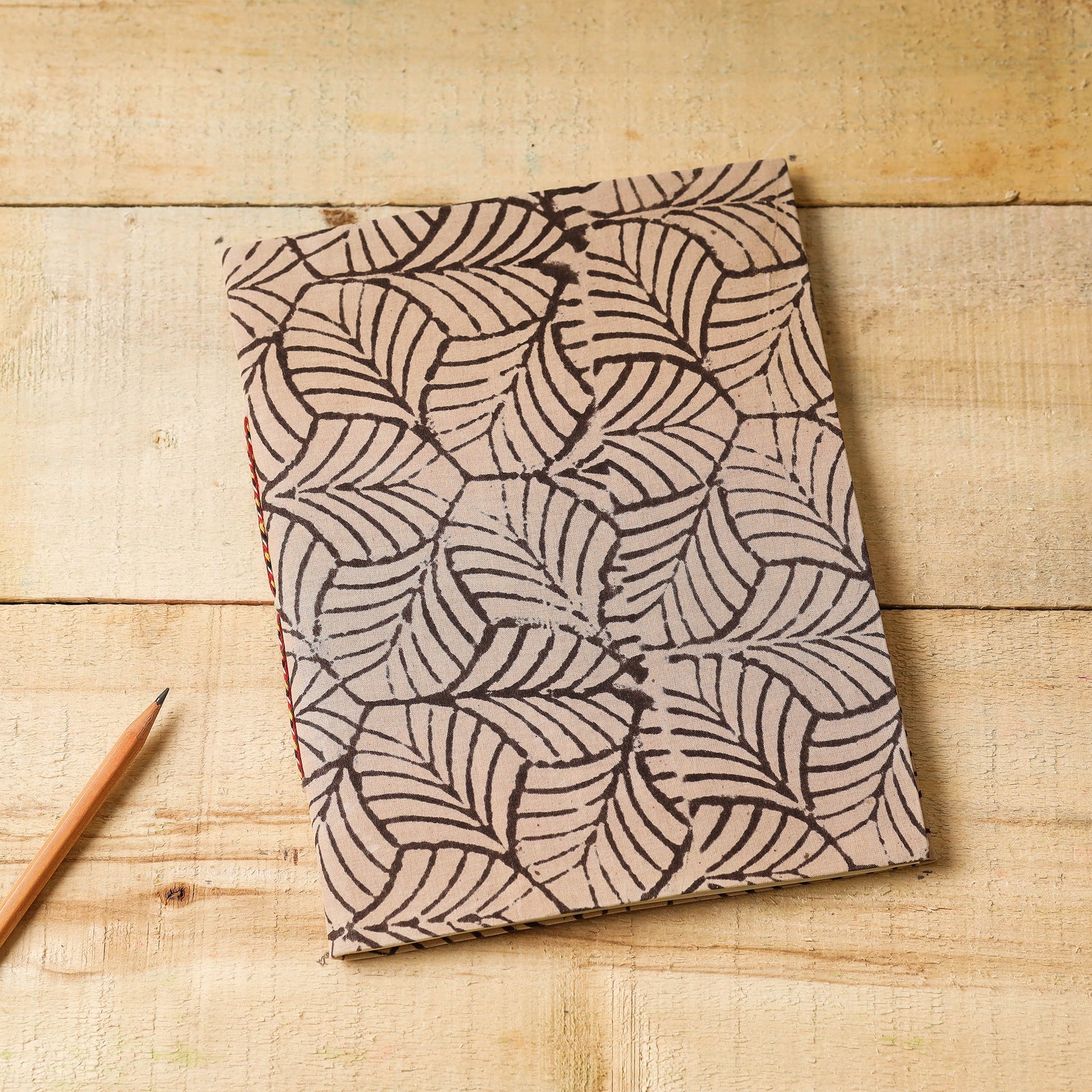 Brown - Bindaas Fabric Cover Handmade Paper Notebook (9 x 7 in)