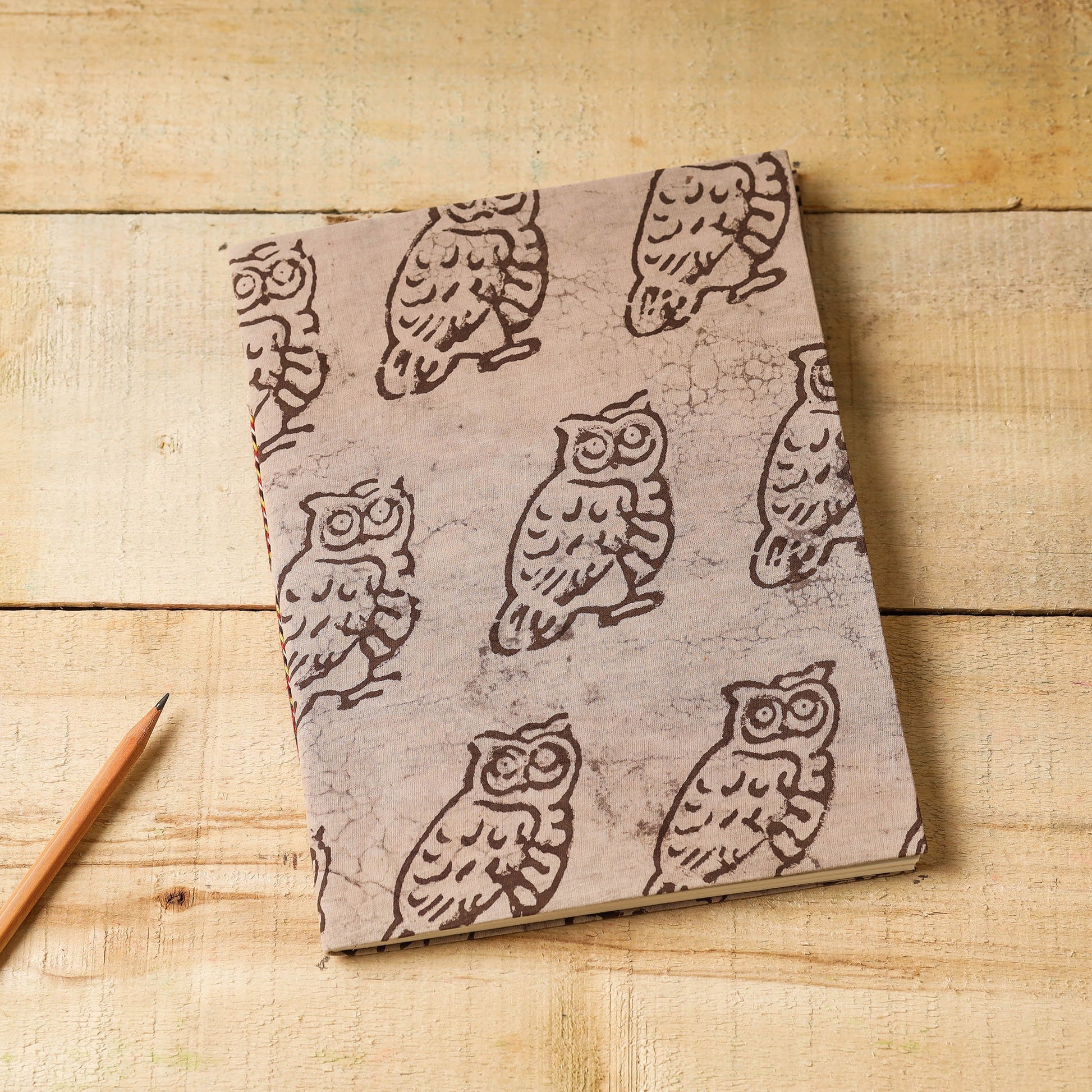 Brown - Bindaas Fabric Cover Handmade Paper Notebook (9 x 7 in)