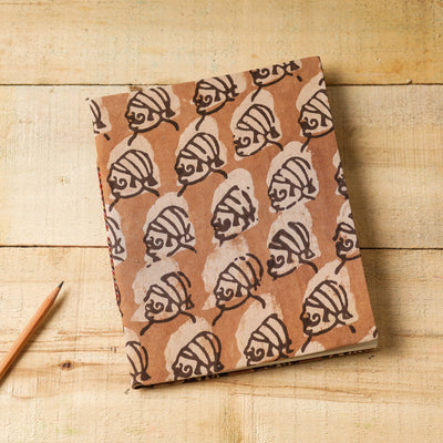 Brown - Bindaas Fabric Cover Handmade Paper Notebook (9 x 7 in)
