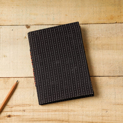 Black - Kantha Stitch Fabric Cover Handmade Paper Notebook (7 x 5 in)