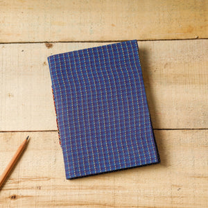 Blue - Kantha Stitch Fabric Cover Handmade Paper Notebook (7 x 5 in)
