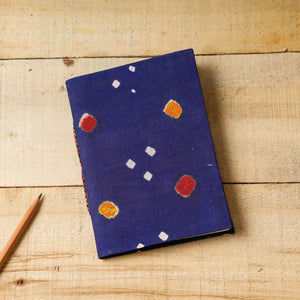 Blue - Bandhani Fabric Cover Handmade Paper Notebook (7 x 5 in)