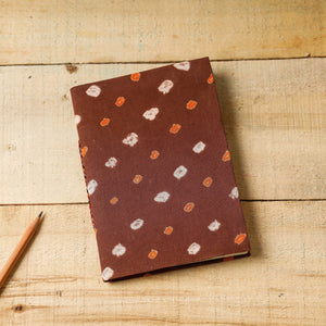 Brown - Bandhani Fabric Cover Handmade Paper Notebook (7 x 5 in)