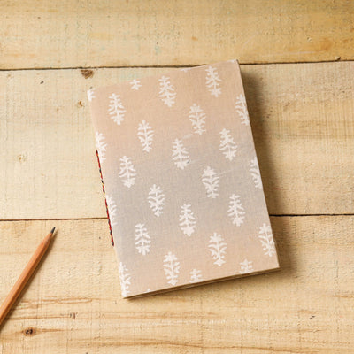 Brown - Sanganeri Fabric Cover Handmade Paper Notebook (7 x 5 in)