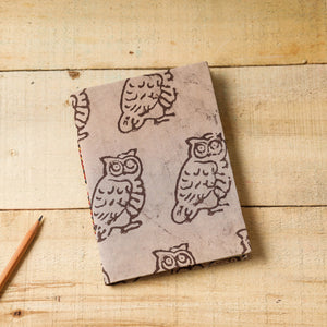 Beige - Bindaas Fabric Cover Handmade Paper Notebook (7 x 5 in)