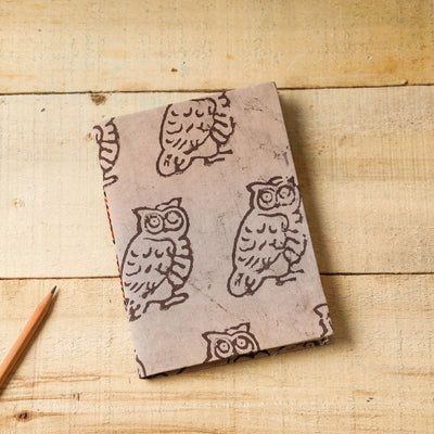 Beige - Bindaas Fabric Cover Handmade Paper Notebook (7 x 5 in)